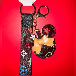 Mouse with Bow Bag Charm NIP Gold Tone Lobster Clasp Keychain Split Key Ring